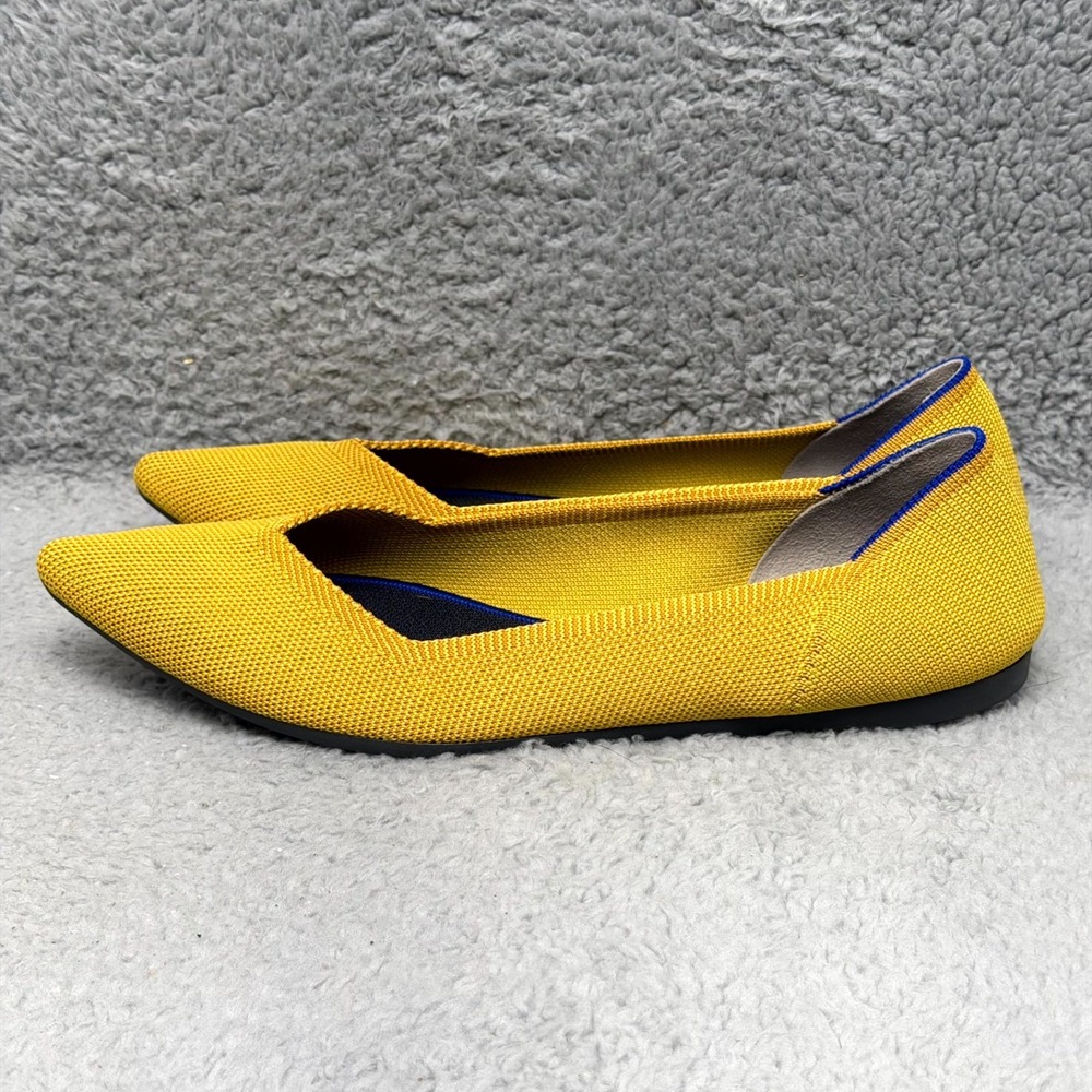 Rothy's The Point Womens Size 11 Slip On Ballet Flats Shoes Marigold Yellow Knit - Picture 3 of 9